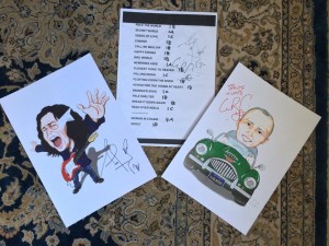 Autographed set lists made into art (Brasil Fan Team). Contact Marcio for info.
