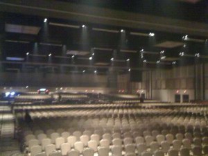 From a Kelly Clarkston fan... photos of a 2012 concert set up, 2013/14 shows black chairs that are much wider than these.
