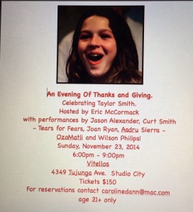 Curt Smith will perform 3 songs alongside an All Star team supporting Taylor Smith